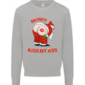 Merry Kiss My Ass Funny Christmas Mens Sweatshirt Jumper Sports Grey