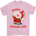 Merry Kiss My Ass Funny Christmas Mens T-Shirt Cotton Gildan Light Pink
