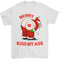 Merry Kiss My Ass Funny Christmas Mens T-Shirt Cotton Gildan White