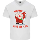 Merry Kiss My Ass Funny Christmas Mens V-Neck Cotton T-Shirt White