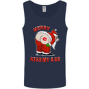 Merry Kiss My Ass Funny Christmas Mens Vest Tank Top Navy Blue