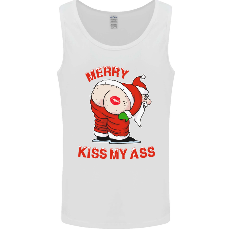 Merry Kiss My Ass Funny Christmas Mens Vest Tank Top White