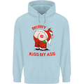Merry Kiss My Ass Funny Christmas Rude Childrens Kids Hoodie Light Blue
