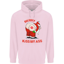 Merry Kiss My Ass Funny Christmas Rude Childrens Kids Hoodie Light Pink