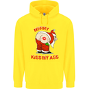 Merry Kiss My Ass Funny Christmas Rude Childrens Kids Hoodie Yellow