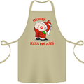 Merry Kiss My Ass Funny Christmas Rude Cotton Apron 100% Organic Khaki