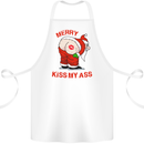 Merry Kiss My Ass Funny Christmas Rude Cotton Apron 100% Organic White