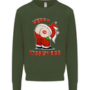 Merry Kiss My Ass Funny Christmas Rude Kids Sweatshirt Jumper Forest Green