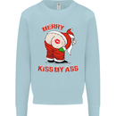 Merry Kiss My Ass Funny Christmas Rude Kids Sweatshirt Jumper Light Blue
