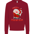 Merry Kiss My Ass Funny Christmas Rude Kids Sweatshirt Jumper Red