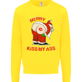 Merry Kiss My Ass Funny Christmas Rude Kids Sweatshirt Jumper Yellow