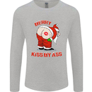 Merry Kiss My Ass Funny Christmas Rude Mens Long Sleeve T-Shirt Sports Grey