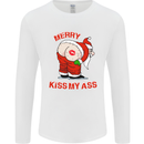 Merry Kiss My Ass Funny Christmas Rude Mens Long Sleeve T-Shirt White