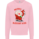 Merry Kiss My Ass Funny Christmas Rude Mens Sweatshirt Jumper Light Pink