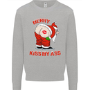 Merry Kiss My Ass Funny Christmas Rude Mens Sweatshirt Jumper Sports Grey