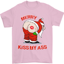 Merry Kiss My Ass Funny Christmas Rude Mens T-Shirt Cotton Gildan Light Pink