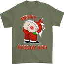 Merry Kiss My Ass Funny Christmas Rude Mens T-Shirt Cotton Gildan Military Green
