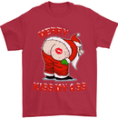 Merry Kiss My Ass Funny Christmas Rude Mens T-Shirt Cotton Gildan Red