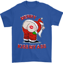 Merry Kiss My Ass Funny Christmas Rude Mens T-Shirt Cotton Gildan Royal Blue