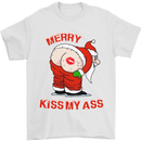 Merry Kiss My Ass Funny Christmas Rude Mens T-Shirt Cotton Gildan White