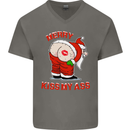 Merry Kiss My Ass Funny Christmas Rude Mens V-Neck Cotton T-Shirt Charcoal
