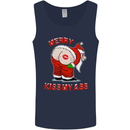 Merry Kiss My Ass Funny Christmas Rude Mens Vest Tank Top Navy Blue