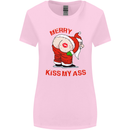 Merry Kiss My Ass Funny Christmas Rude Womens Wider Cut T-Shirt Light Pink