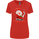 Merry Kiss My Ass Funny Christmas Rude Womens Wider Cut T-Shirt Red