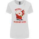 Merry Kiss My Ass Funny Christmas Rude Womens Wider Cut T-Shirt White