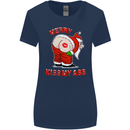 Merry Kiss My Ass Funny Christmas Womens Wider Cut T-Shirt Navy Blue