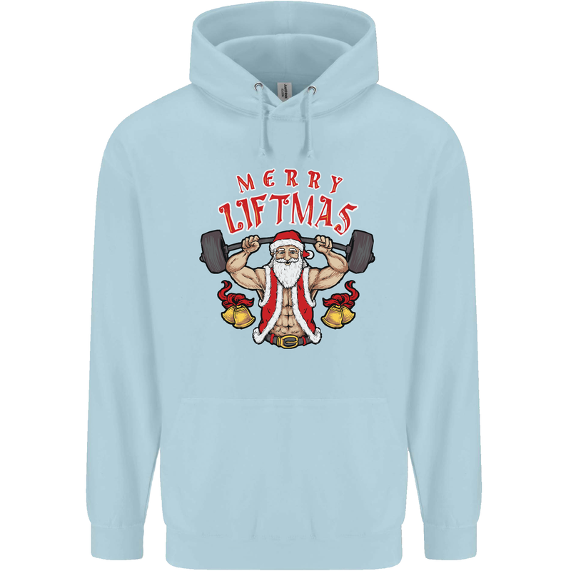 Merry Liftmas Childrens Kids Hoodie Light Blue
