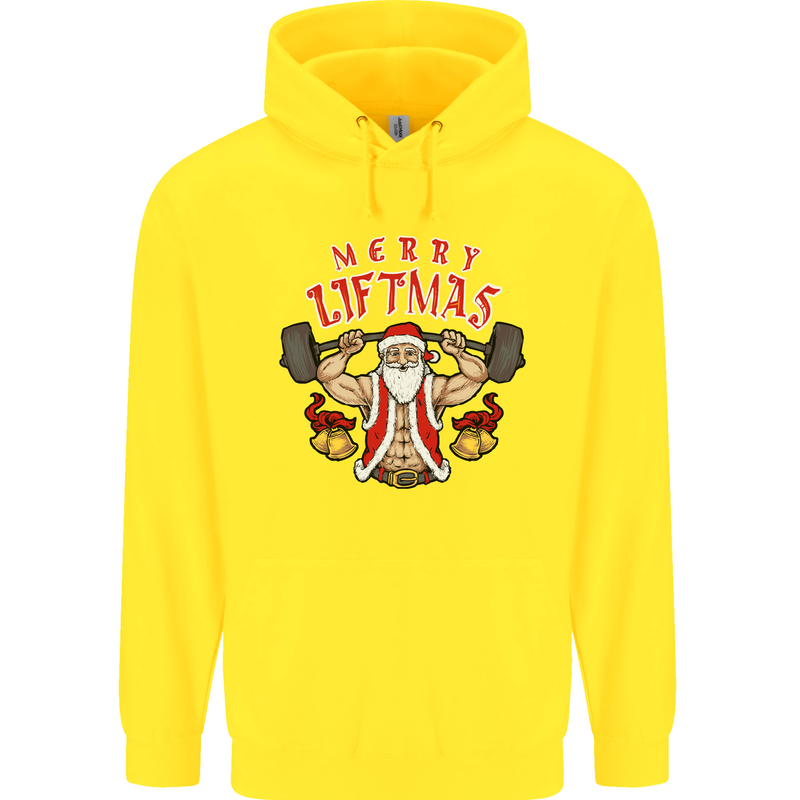 Merry Liftmas Childrens Kids Hoodie Yellow