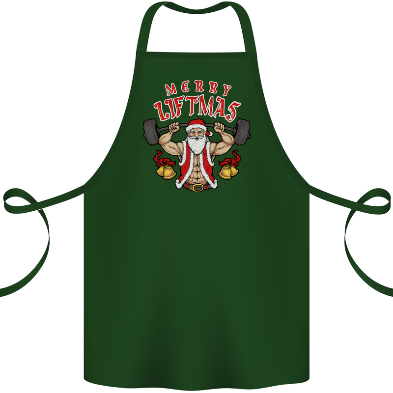 Merry Liftmas Cotton Apron 100% Organic Forest Green