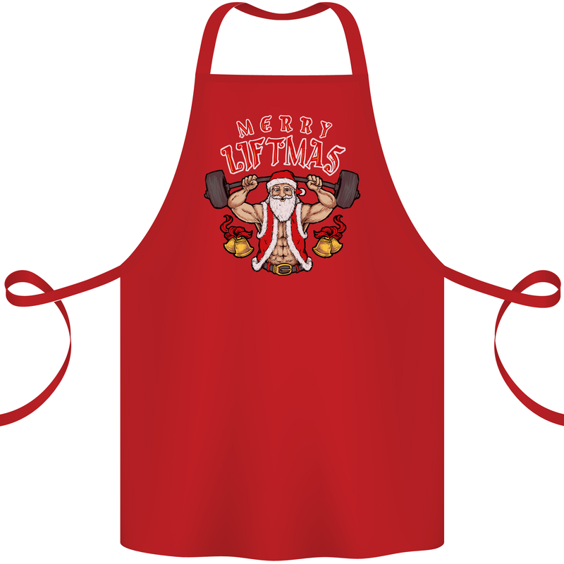 Merry Liftmas Cotton Apron 100% Organic Red
