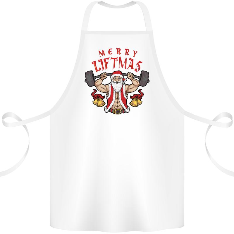 Merry Liftmas Cotton Apron 100% Organic White