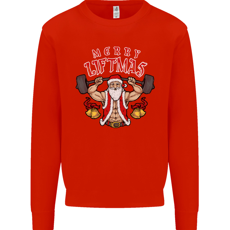 Merry Liftmas Kids Sweatshirt Jumper Bright Red