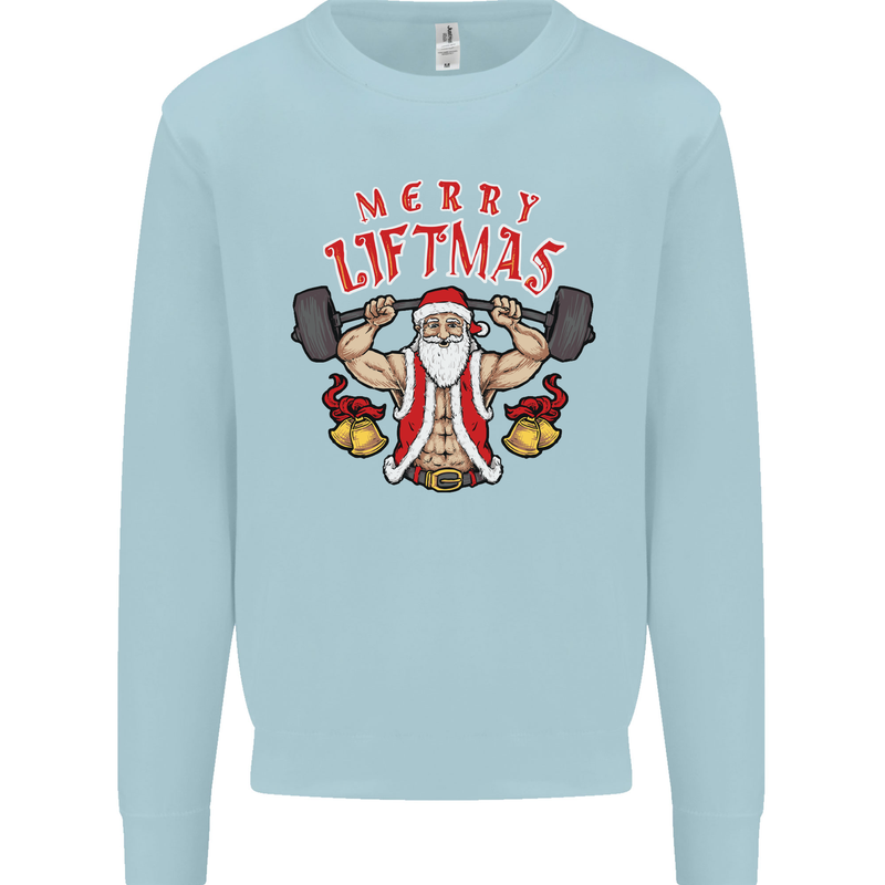 Merry Liftmas Kids Sweatshirt Jumper Light Blue