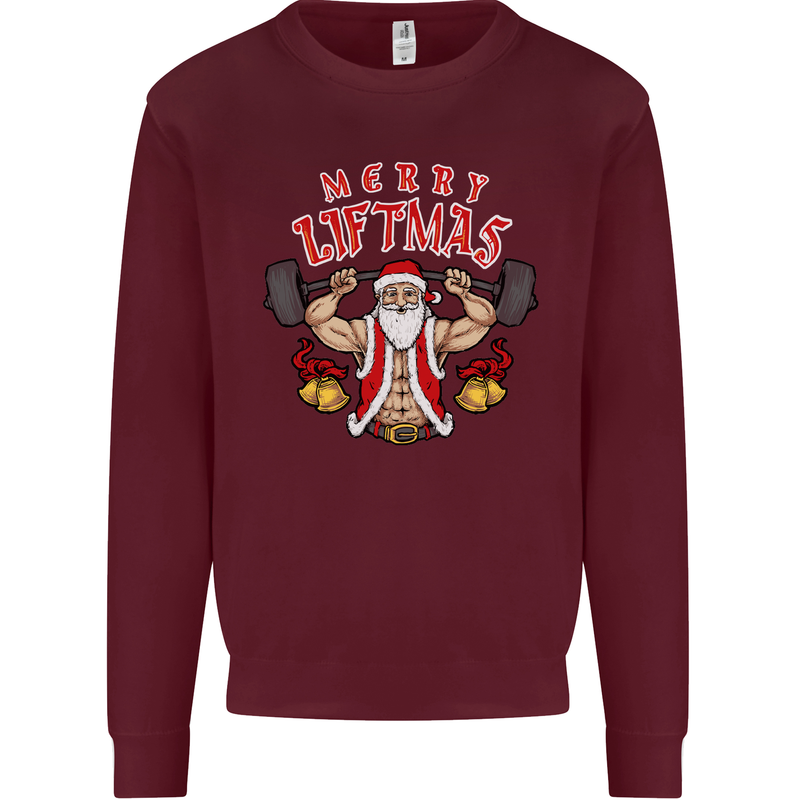 Merry Liftmas Kids Sweatshirt Jumper Maroon