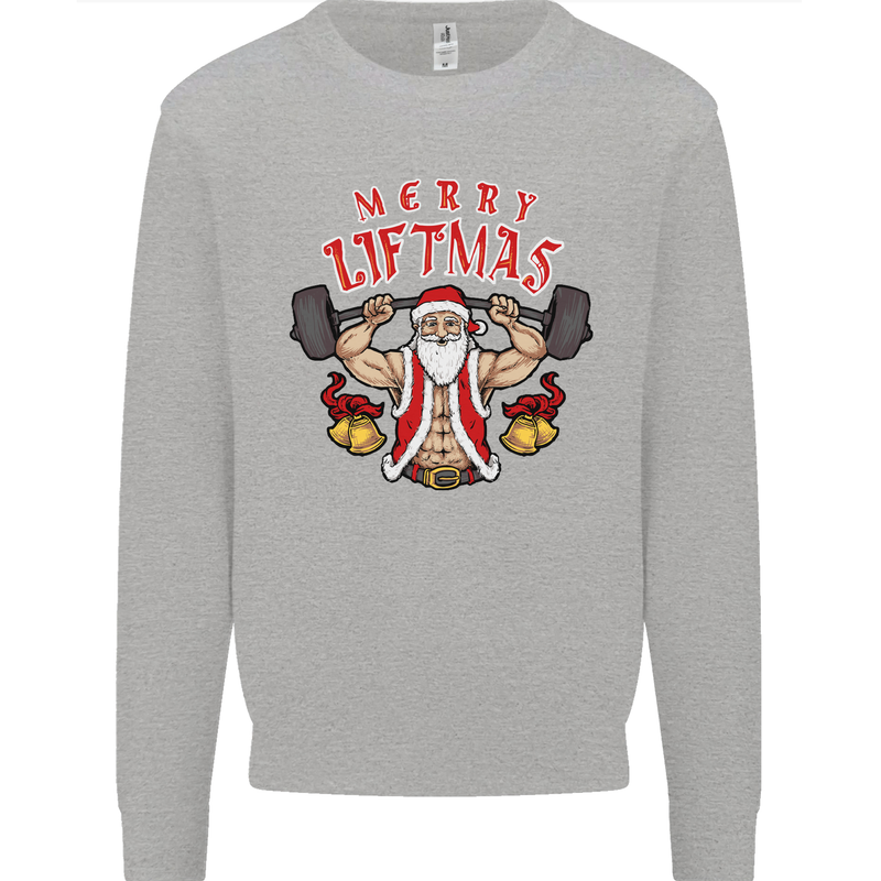 Merry Liftmas Kids Sweatshirt Jumper Sports Grey