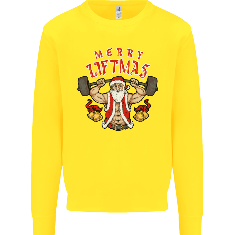 Merry Liftmas Kids Sweatshirt Jumper Yellow