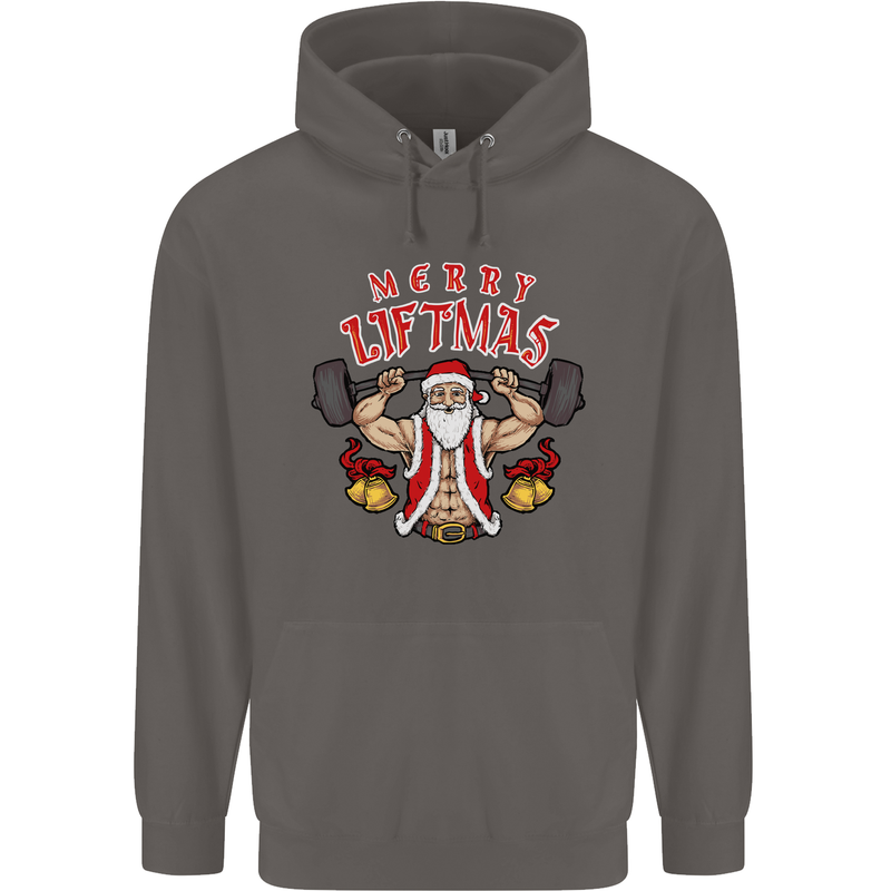Merry Liftmas Mens 80% Cotton Hoodie Charcoal