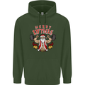 Merry Liftmas Mens 80% Cotton Hoodie Forest Green