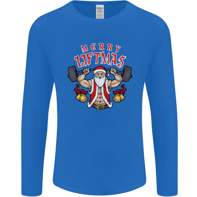 Merry Liftmas Mens Long Sleeve T-Shirt Royal Blue