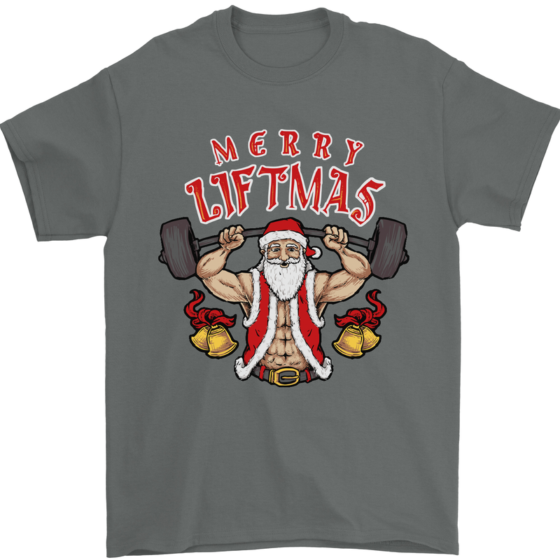Merry Liftmas Mens T-Shirt Cotton Gildan Charcoal