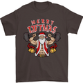 Merry Liftmas Mens T-Shirt Cotton Gildan Dark Chocolate
