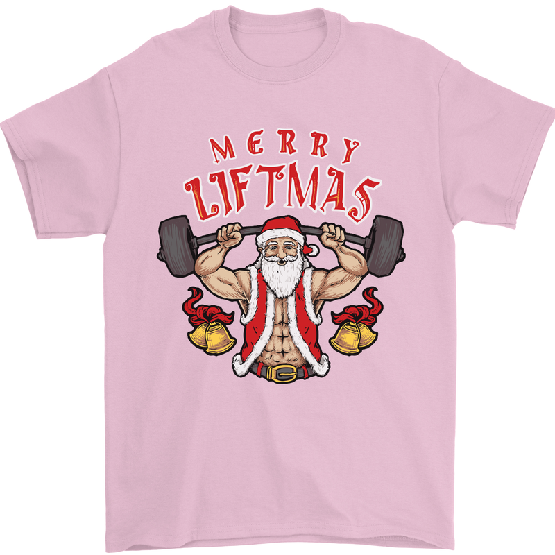 Merry Liftmas Mens T-Shirt Cotton Gildan Light Pink