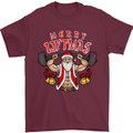 Merry Liftmas Mens T-Shirt Cotton Gildan Maroon