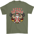 Merry Liftmas Mens T-Shirt Cotton Gildan Military Green