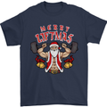 Merry Liftmas Mens T-Shirt Cotton Gildan Navy Blue
