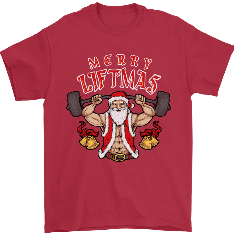 Merry Liftmas Mens T-Shirt Cotton Gildan Red